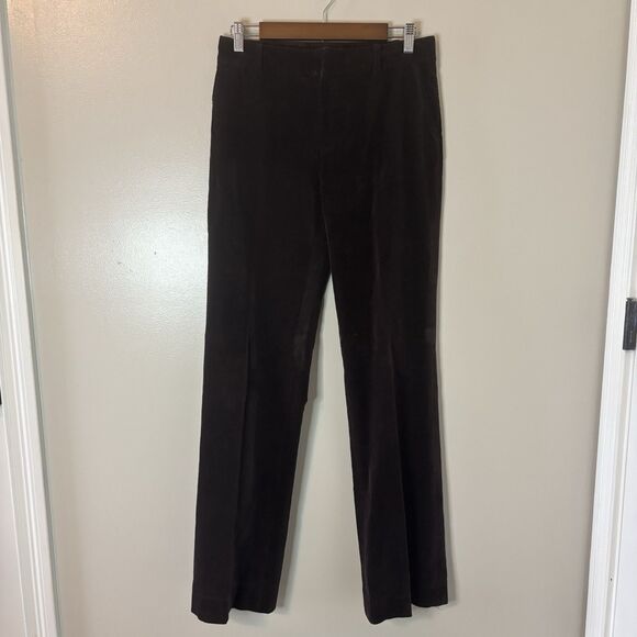 Ralph Lauren Women’s Brown Velvet Pants Velour Straight Leg Black Label Sz 6 - Picture 1 of 9